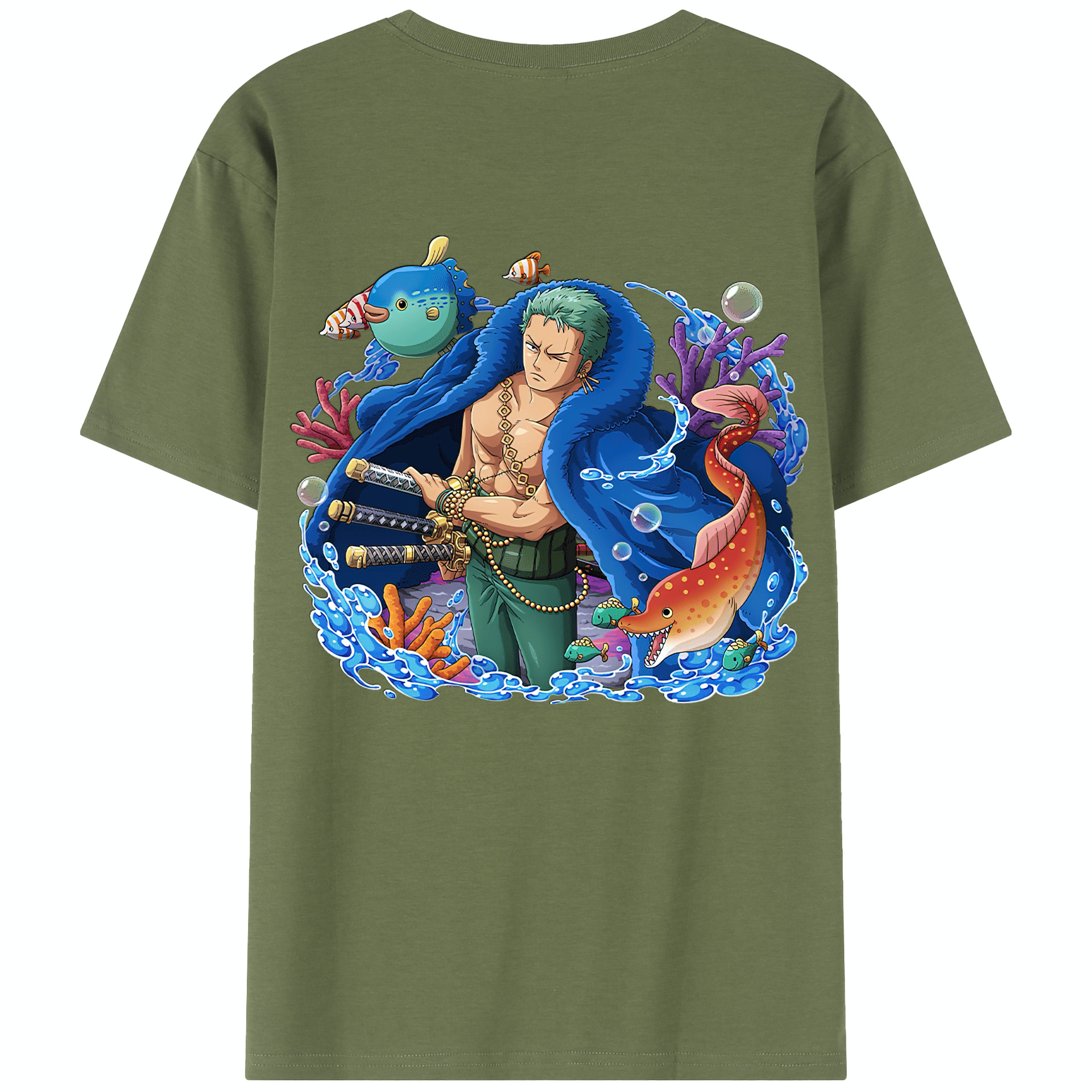 （画像用） ワンピース ロロノア・ゾロ ONE PIECE Roronoa Zoro 綿100％半袖Tシャツ（背面プリント）
